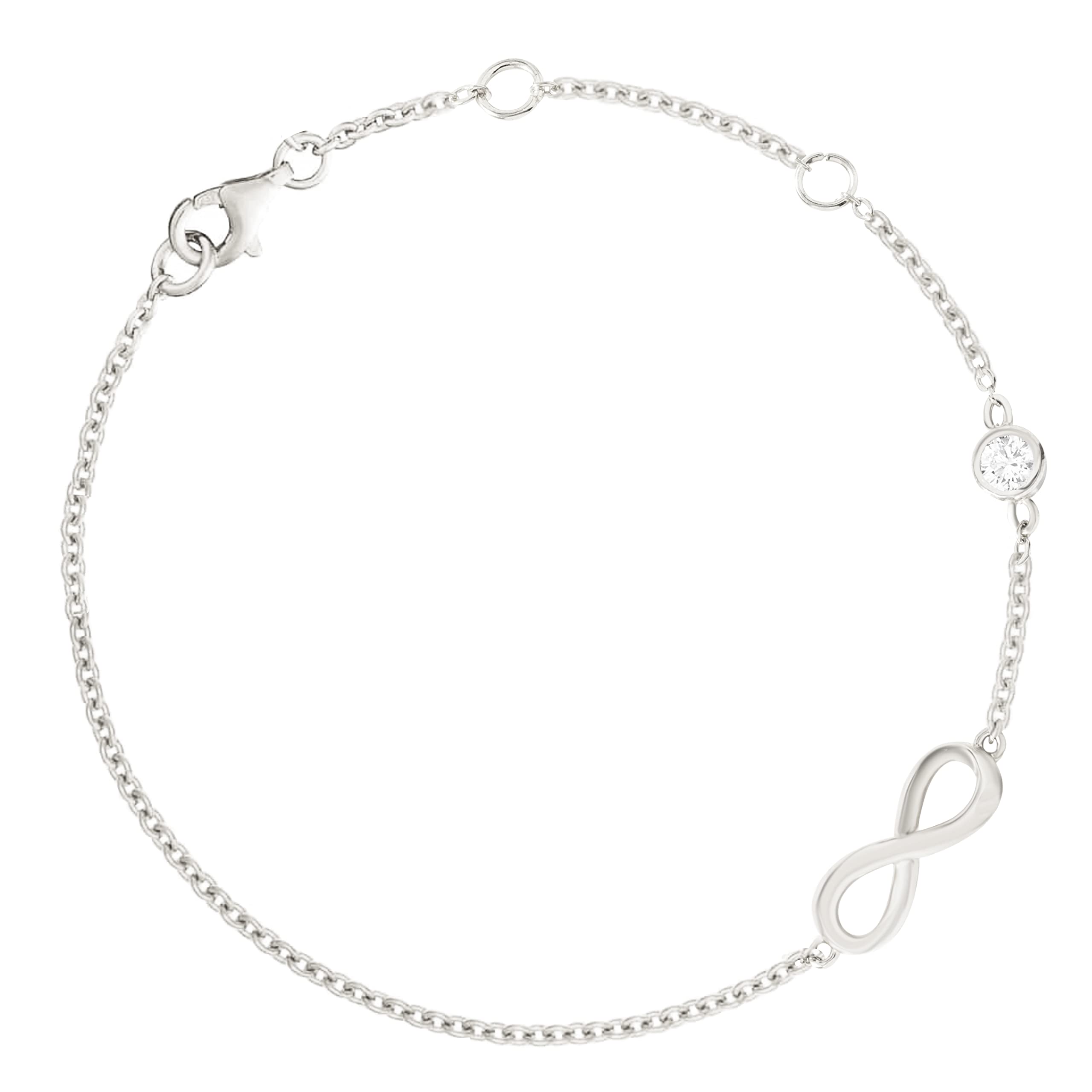 minutiae Infinity Shape Anklet With Solitaire Crystal Diamonds Painjan Payal Leg Chain Foot Jewellery For Women and Girls-picture-3