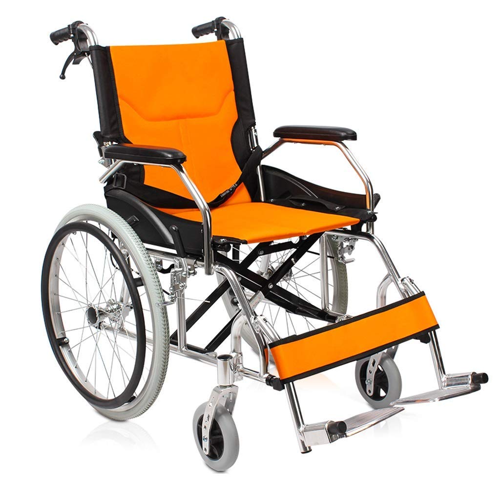 Sedia a rotelle,Ausili per la deambulazione del carrello per disabili del vecchio motorino pieghevole portatile manuale in lega di alluminio