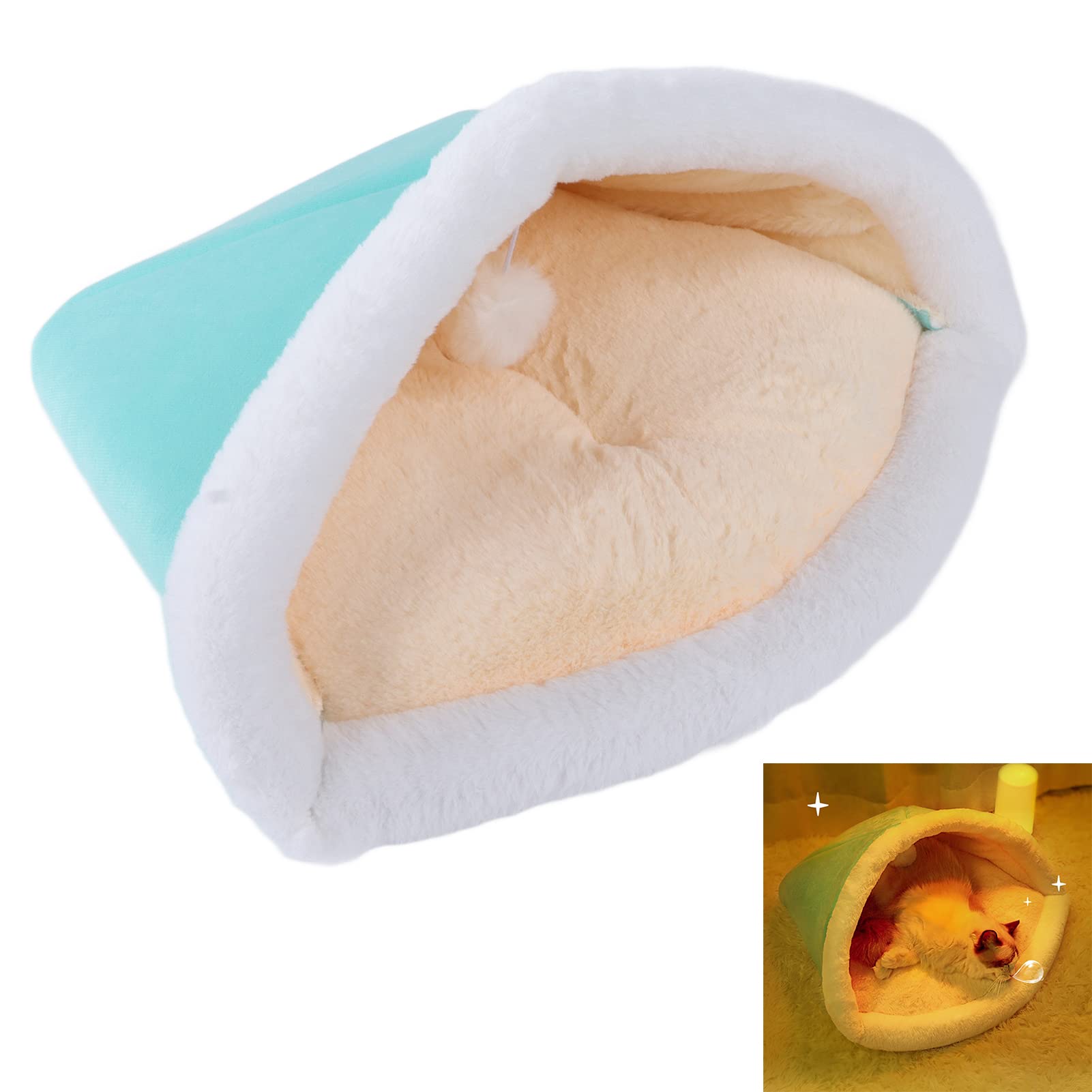 Nid-caverne pour Chat, Sac de Couchage Lavable et Douillet, Poche de Couchage Confortable et Chaude pour Chat, cachette Mignonne pour Chien, Chiot, Chaton