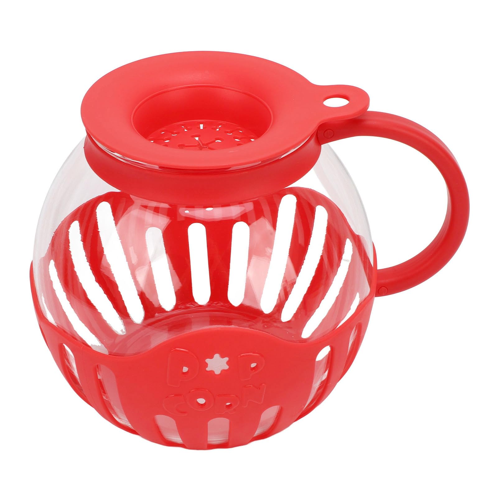 VGEBY Home Popcorn Popper - Palomitas de maíz de cristal para microondas, 2,13 L, para noches de cine y juegos (rojo)