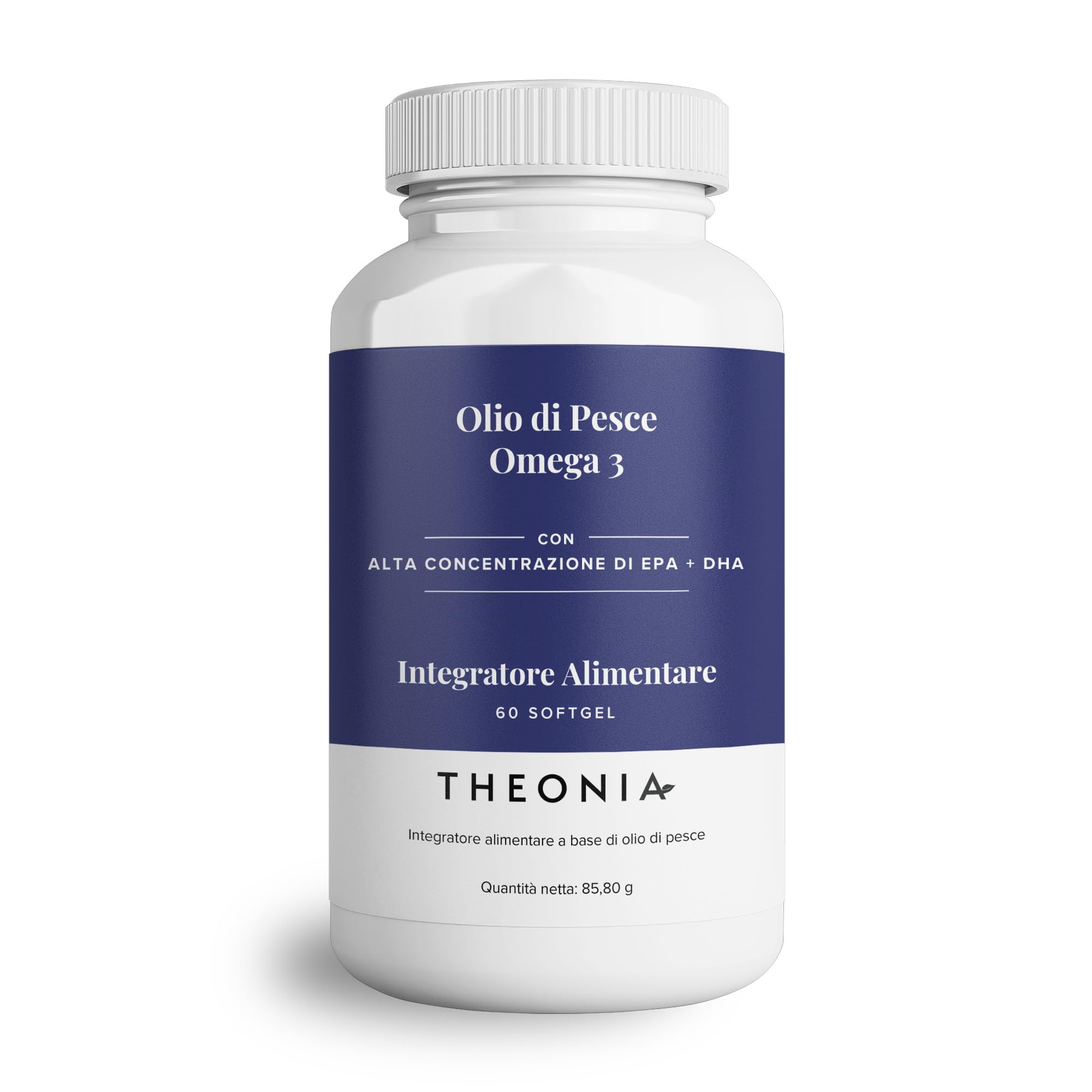 Theonia Olio di Pesce Omega 3 Puro 2000mg con Vitamina E | Alta Concentrazione d