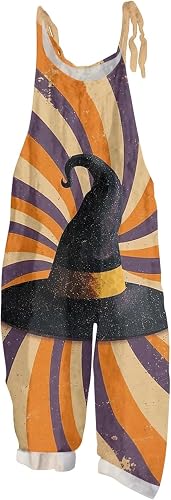 LMRXOFE Halloween Pjs Women Spaghetti Strap Sleeveless Halloween Overalls