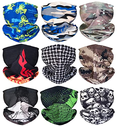 9Pcs Face Mask Bandanas Headband Head Wrap Scarf Neck Warmer Headwear Balaclava For For Dust Sun Wind (Devil Series) #TOP7