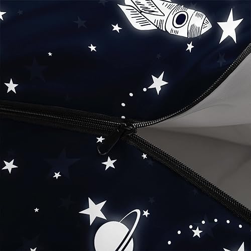 Miniatura 5 de Datura home Saco de dormir para niños y niñas, estampado de cohete y astronauta, ligero, cálido, portátil, para exteriores, interior, impermeable,