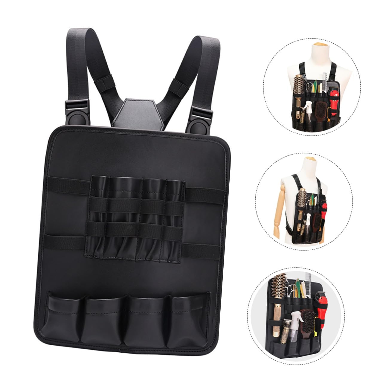 Friseur Brusttasche Oxford Stoff, Schwarz, mit Mehreren Fächern