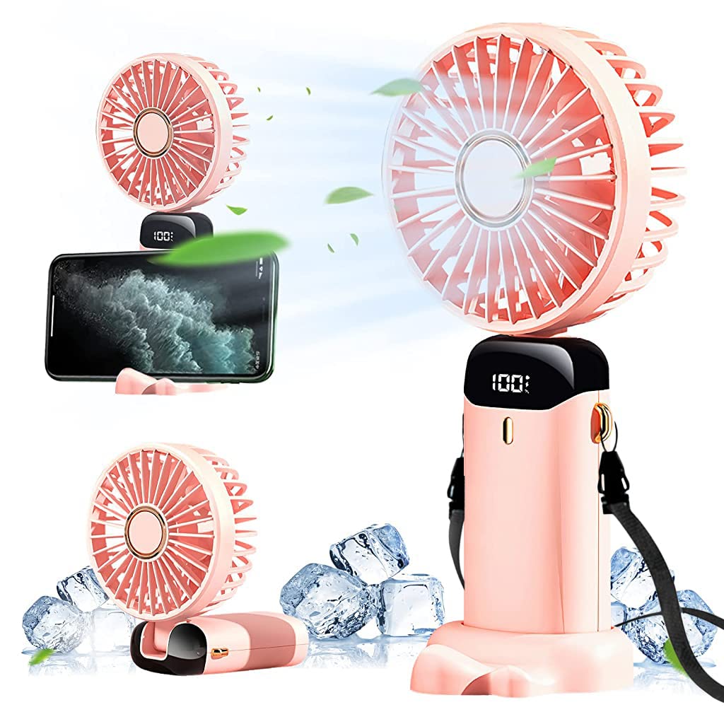 HASTHIP® Hand Fan for Women, Mini Small Portable Fan with USB Charging, 5 Speeds Fan with Lanyard, Fragrance Sheet and Base, Built-in 3000mAh Battery, Foldable 90°, LED Battery Level Display (Pink) (B0BZPZ4DKZ) Amazon Price History, Amazon Price Tracker