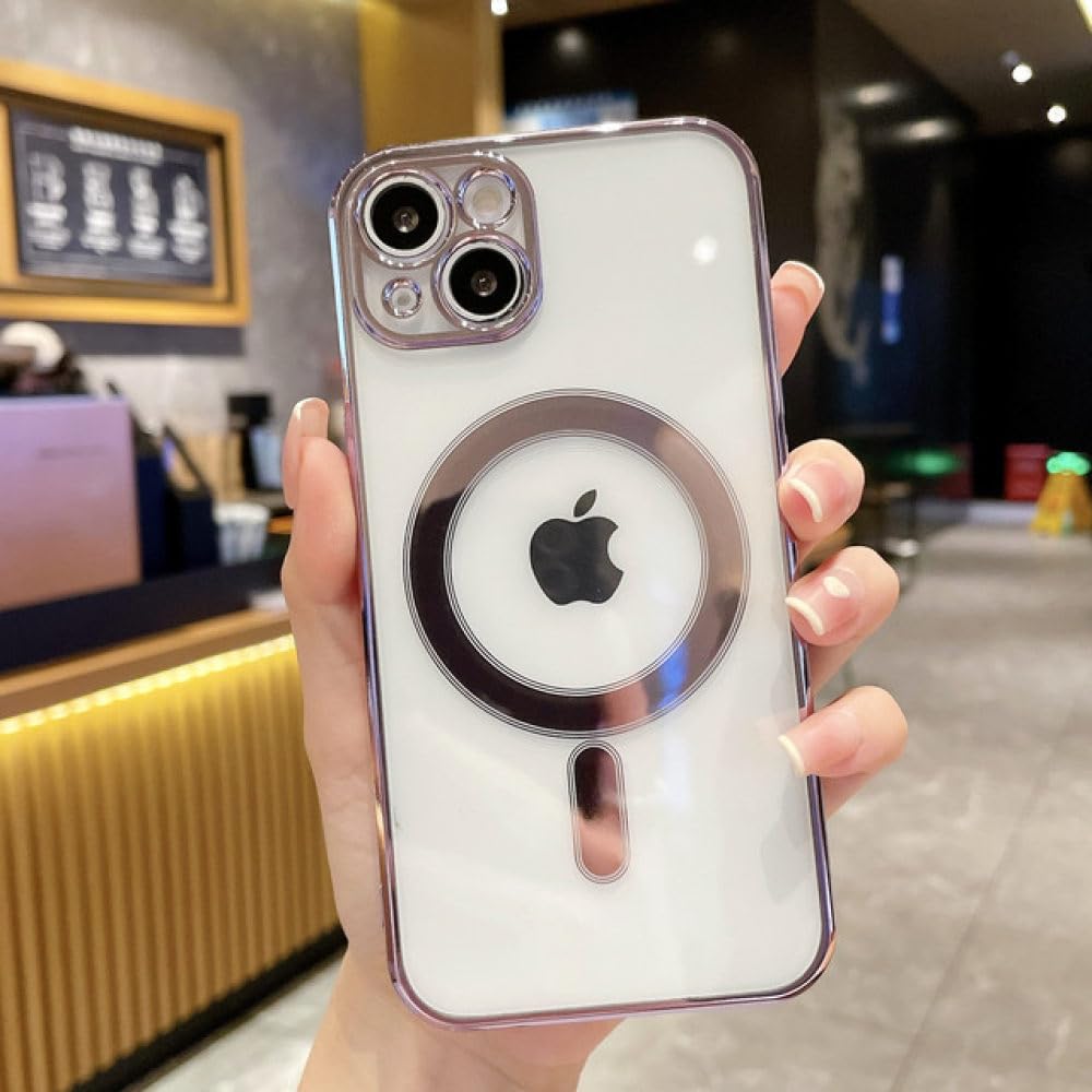 Étui de charge sans fil magnétique pour iPhone 14 Plus anti-choc et clair