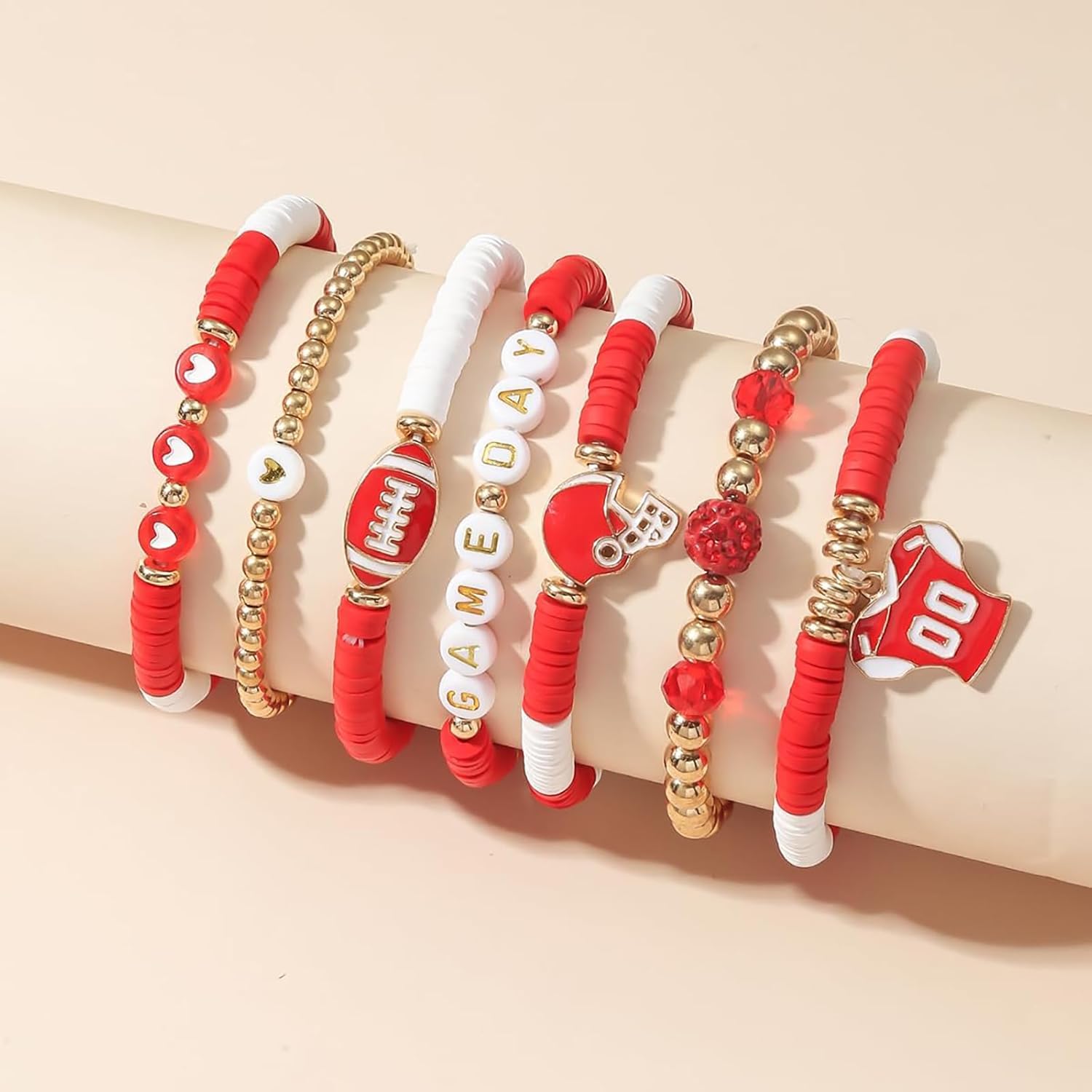 Game Day Football Charm Bracelet for Women Men,Stackable Sports Jewelry Accessories Gifts for Football Fans - Image 3