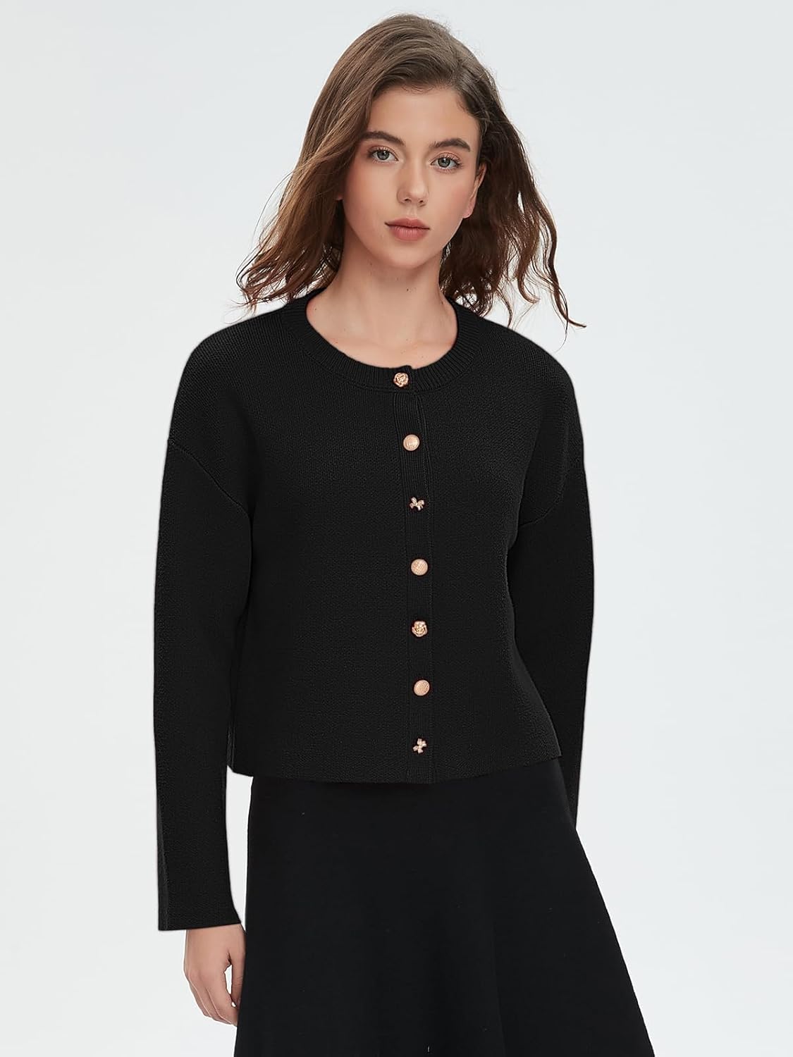 Spring Fall Cardigan Sweaters for Women Crewneck Button Down Open Front Chunky Cardigan Knit Sweater Jacket Coat - Image 5