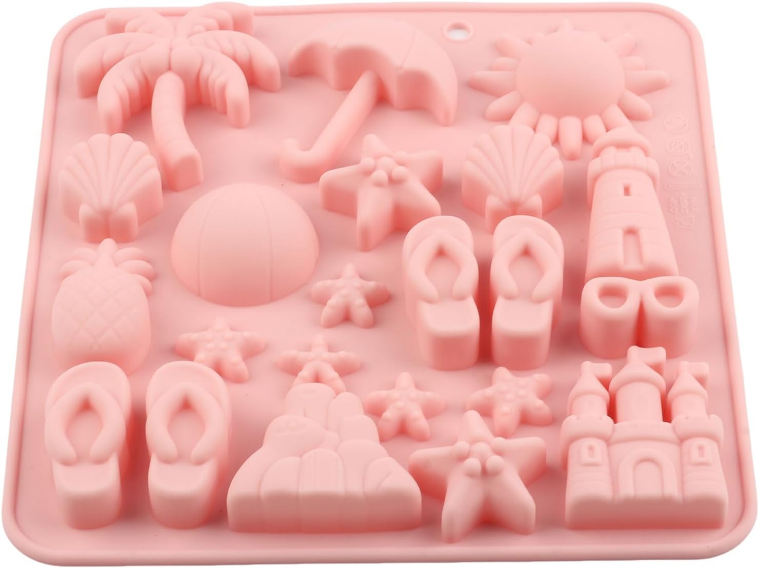 22 Cavity Beach Resort Theme Silicone Candy Molds Coconut Tree Umbrella Starfish Chocolate Mold For Candy Chocolate Cake Decoration