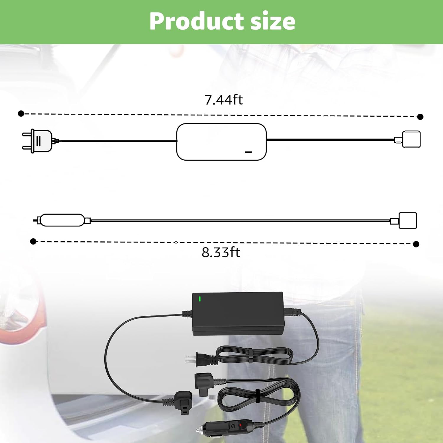AC/DC Car Refrigerator Power Cord Compatible with Alpicool, Bodega, Euhomy, BougeRV, ARB, ICECO, Setpower, JoyTutus for Most 12V/24V Portable Car Fridge
