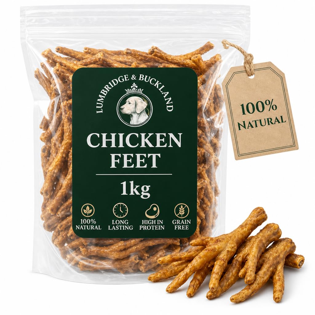 Premium Natural Chicken Feet Dog Treats – Air Dried, Hypoallergenic, Grain Free Chews | High Protein Treats for Sensitive Stomachs, Puppies & Large Dogs (1kg)