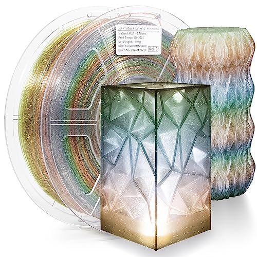 Image of iSANMATE Clear PLA 3D Printer Filament, Transparent Rainbow Glitter Filament, PLA+, 1KG /Spool