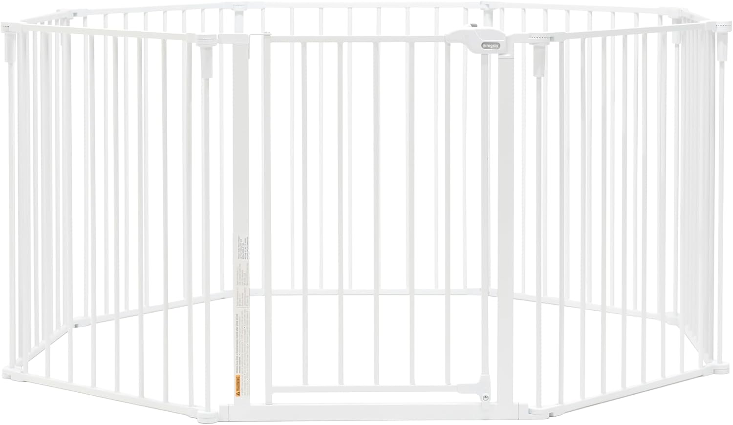Regalo Safety 192" Super Wide Baby Gate & Play Yard, 2-in-1 Convertible Extra Wide Safety Barrier, Hardware Mounted for Toddlers & Pets, Tested & Safe for 30 Years, American Designed & Owned, White