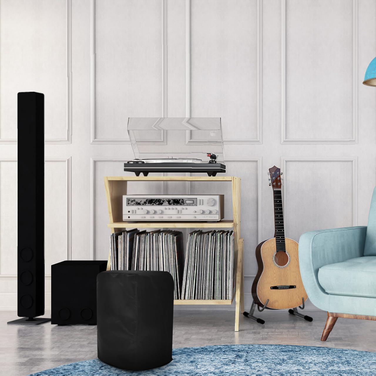 ibasenice Outdoor Audio Dust Cover Weatherproof Oxford Fabric Speaker Cover for Protection against Rain and Dust Fits Most Outdoor Speakers 17.99 X 11.81 X 11.02 Inch - Image 3