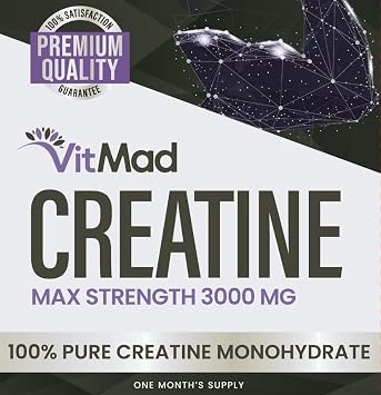 Pure Creatine Monohydrate Powder Capsules 3000mg - 120-200 Micronised Mesh - 1 Month Supply 4 per Serving Vegan Friendly