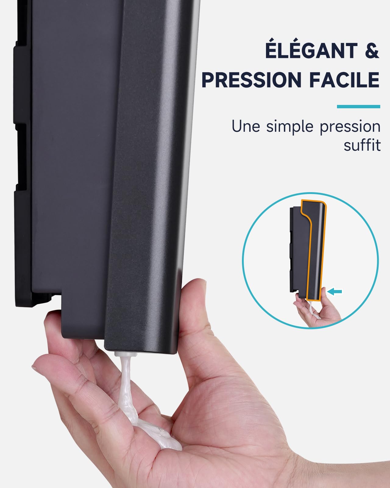 AIKE EasyPush Distributeur De Douche, Fixation Murale sans Perçage pour Shampoing & Après-shampoing, Économise Espace, Triple