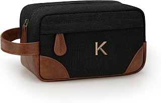 Personalized Toiletry Bag for Men, Birthday Gifts for Men Him | Initial Custom Travel Dopp Kit, Water-Resistant Shaving Bag with Large Capacity, Travel Essentials, Gift Bag for Men, K