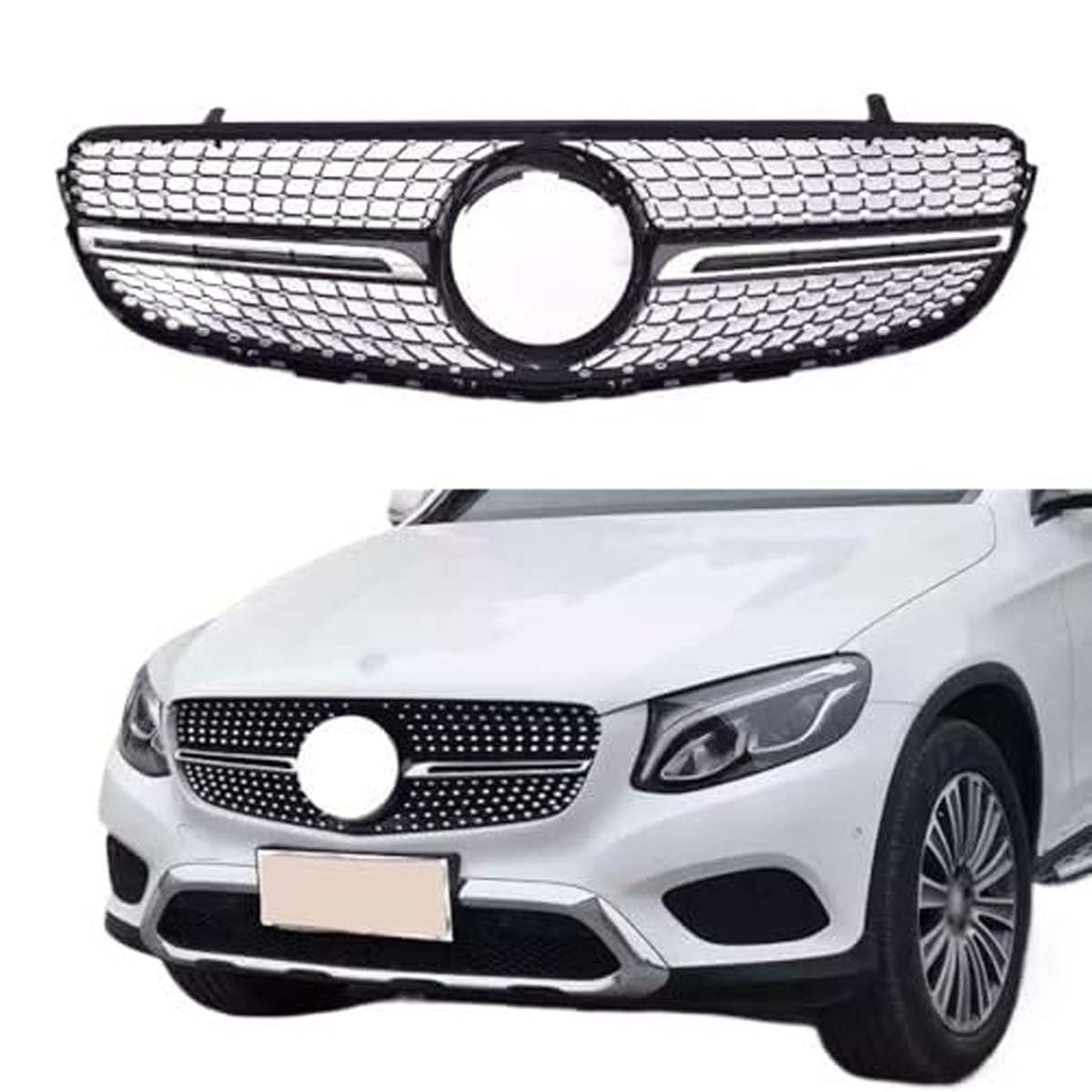 BXQDAM Front grille,Compatible with Mercedes-Benz GLC W/X253 GLC250 GLC300 GLC350 2015-2019,Front grille parts
