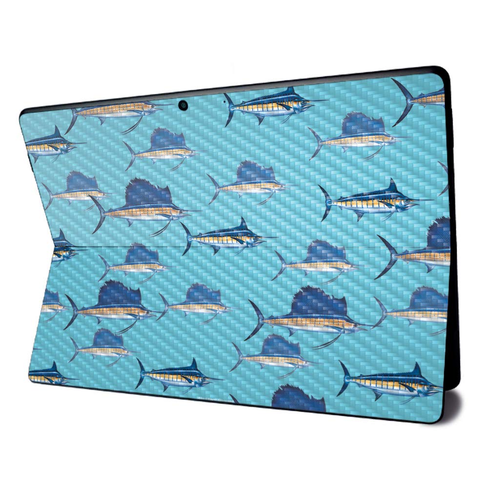 MightySkins Carbon Fiber Skin for Microsoft Surface Pro X - Billfish Stripes | Textured Carbon Fiber Finish | Easy to Apply, Remove, and Change Styles | Made in The USA