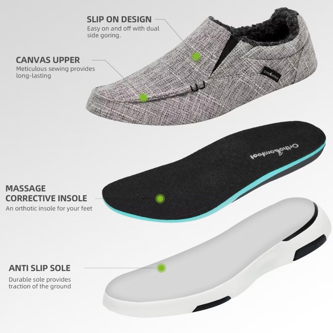 Men's Slip On Loafers, Arch Support Boat Shoes for Plantar