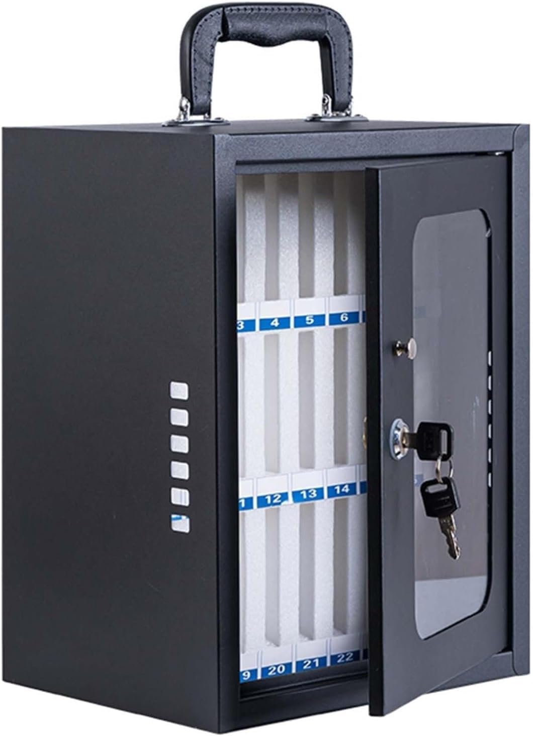 Soporte acrílico para teléfonos móviles ideal para mantener el orden en aulas de estudio