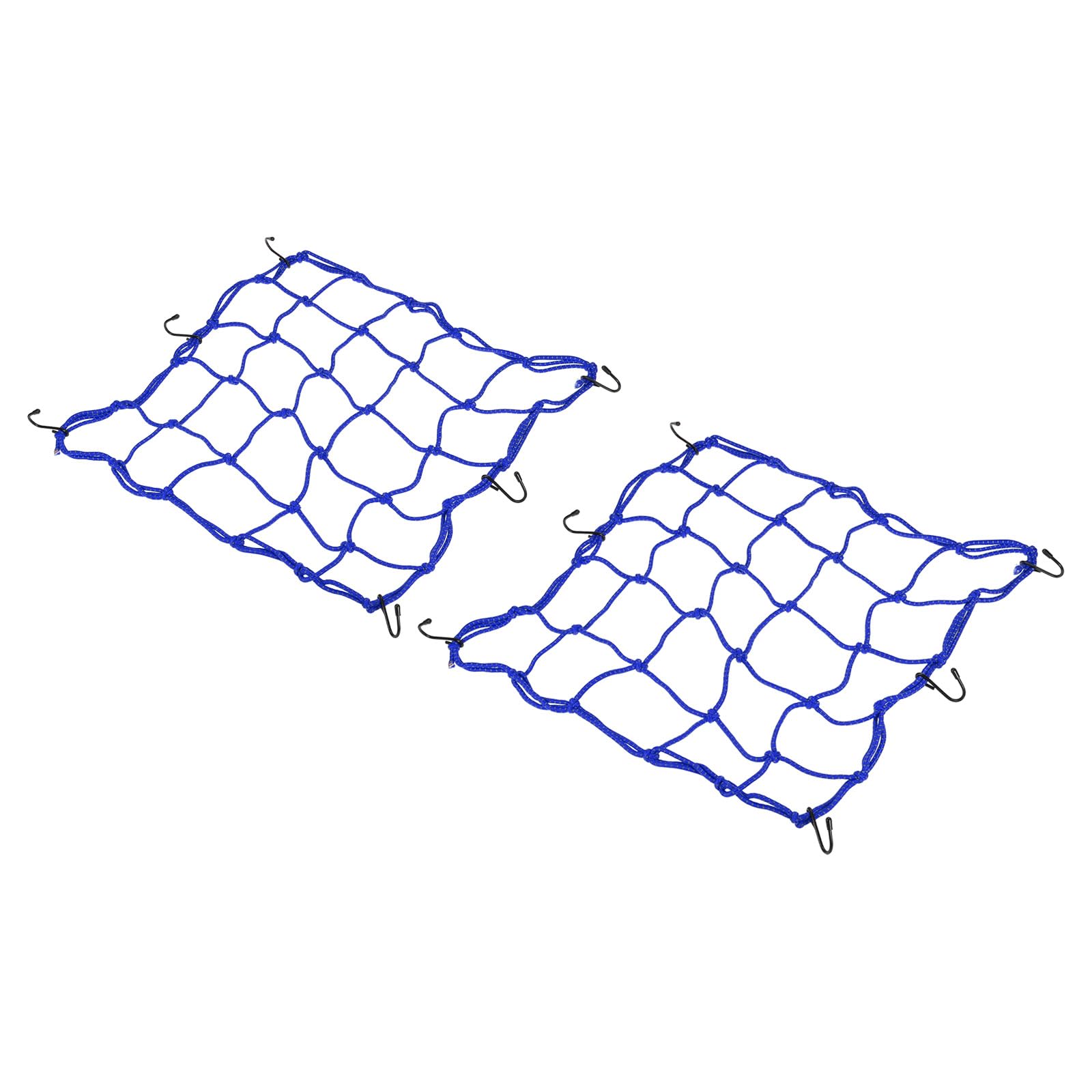 PATIKIL Reflective Bungee Cargo Net, 2 Pack Motorcycle Luggage Straps with 6 Hooks for Bicycle Motorcycle, 15.7" x 15.7", Blue