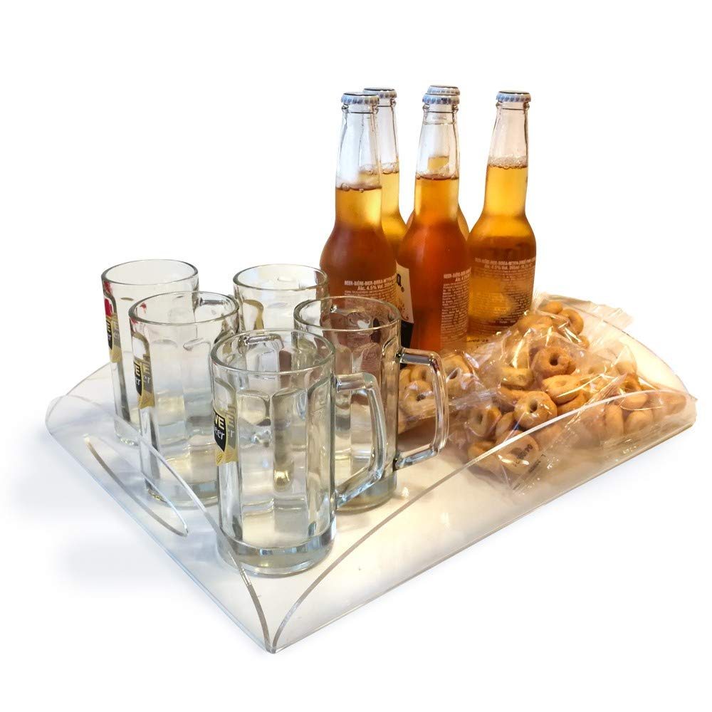 Vassoio rettangolare in plexiglass, ultra Trasparente di design, Misure: 40 x 30 x h7 cm