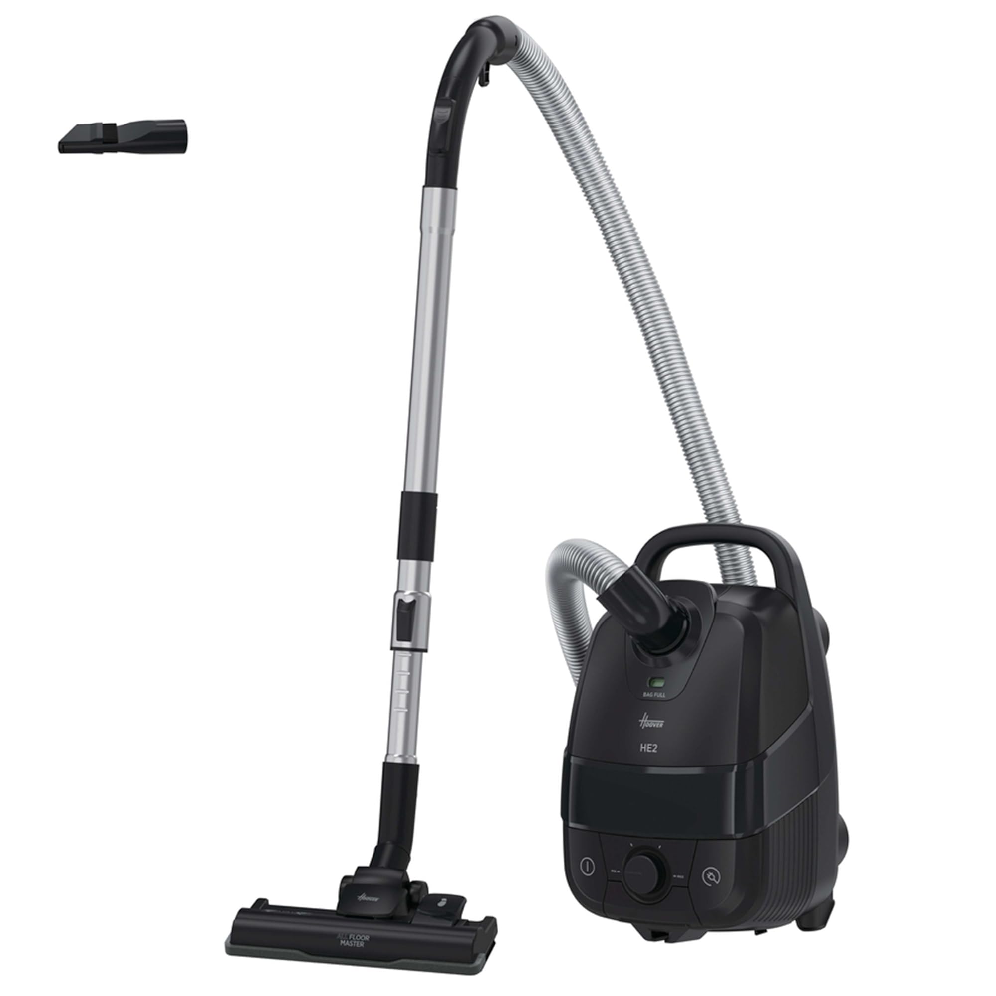 Hoover HE2 kompakter leistungsstarker Staubsauger mit Beutel für Hartböden & Teppiche, EPA-Staubfilter, 3,5 L Staubbehälter, integriertes Zubehör, 850W, Staubsauger mit 10m Kabel
