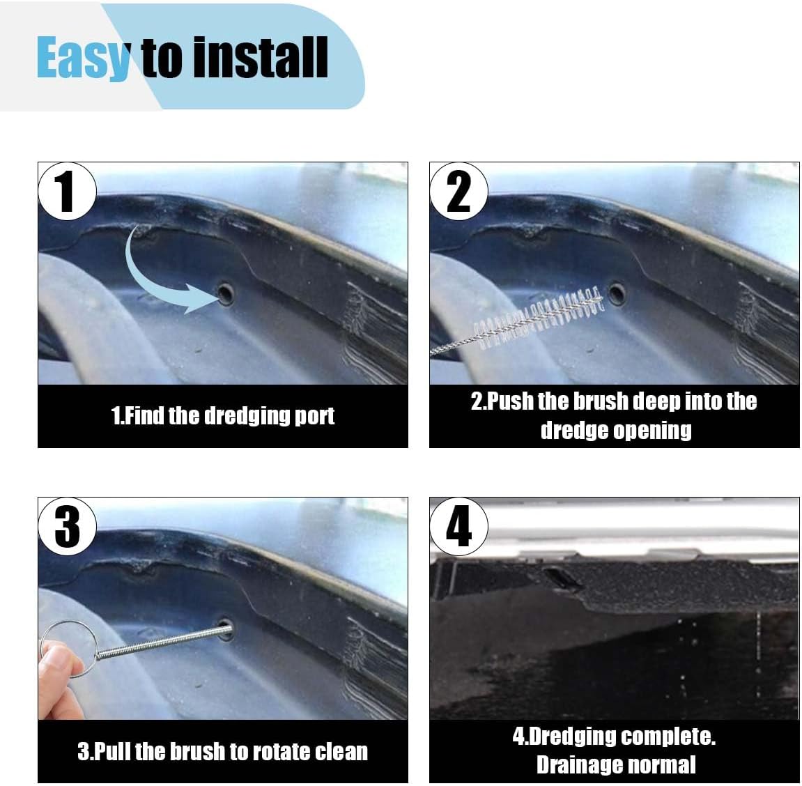 Car Sunroof Drain Cleaning Tool, 78'' Long Pipe Cleaner Drain Brush for Car, Flexible Tube Cleaning Brush, Pipe Cleaning Slim Drain Dredging Tool for Car Sunroof Windshield Wiper Drain Hole (3PCS)