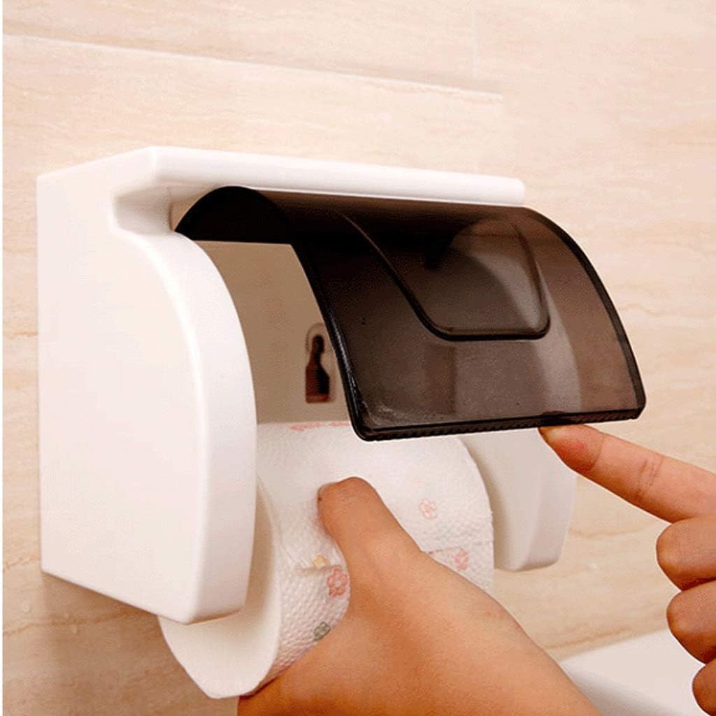 Toilet Paper Holder with Phone Shelf and Waterproof Cover Tissue Roll Storage Rack Toilet Paper Holder (One Color)