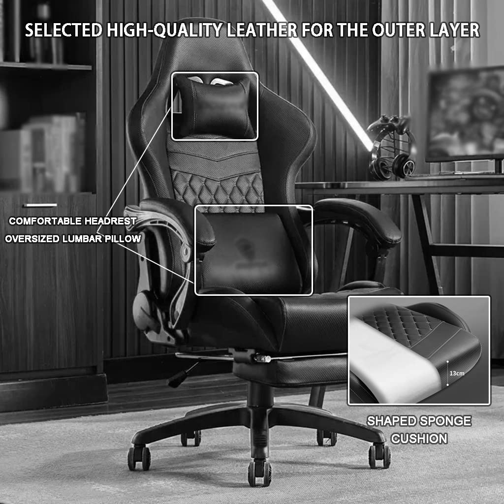 Poltrona da Gaming con Poggiapiedi Comfort Sedentario Ergonomico Sedia Gaming, Home Lift Girevole Poltrona Racing, Portata 200 Kg/440,9 Libbre (Color : Dark Brown, S : 123-131 * 40cm)