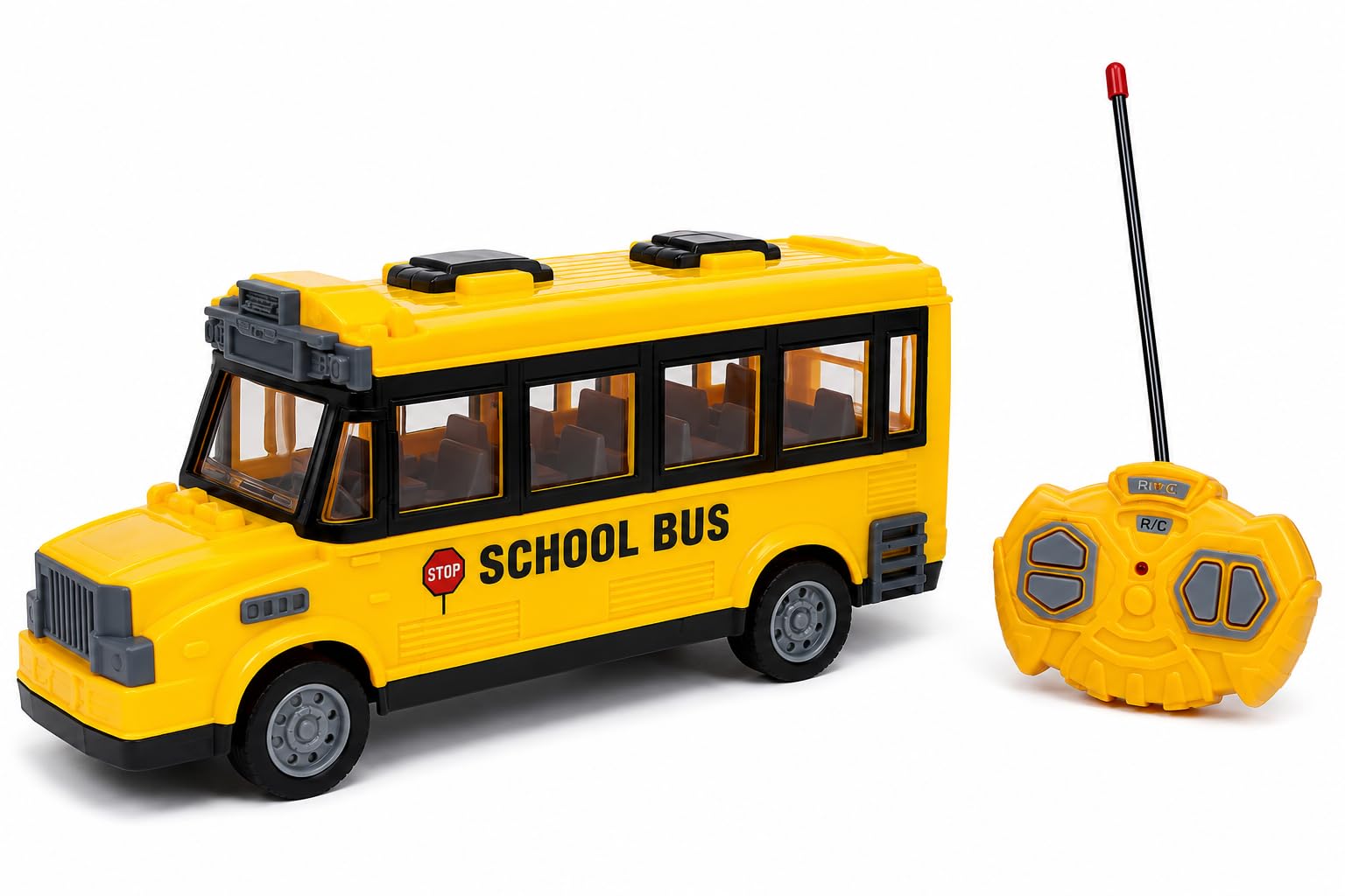 RC School Bus Toy with LED Lights and Remote Control, Yellow | 27 MHz Frequency, 4-Channel Control, Light & Sound Effects, City Car Series, Kids Toy-image-5