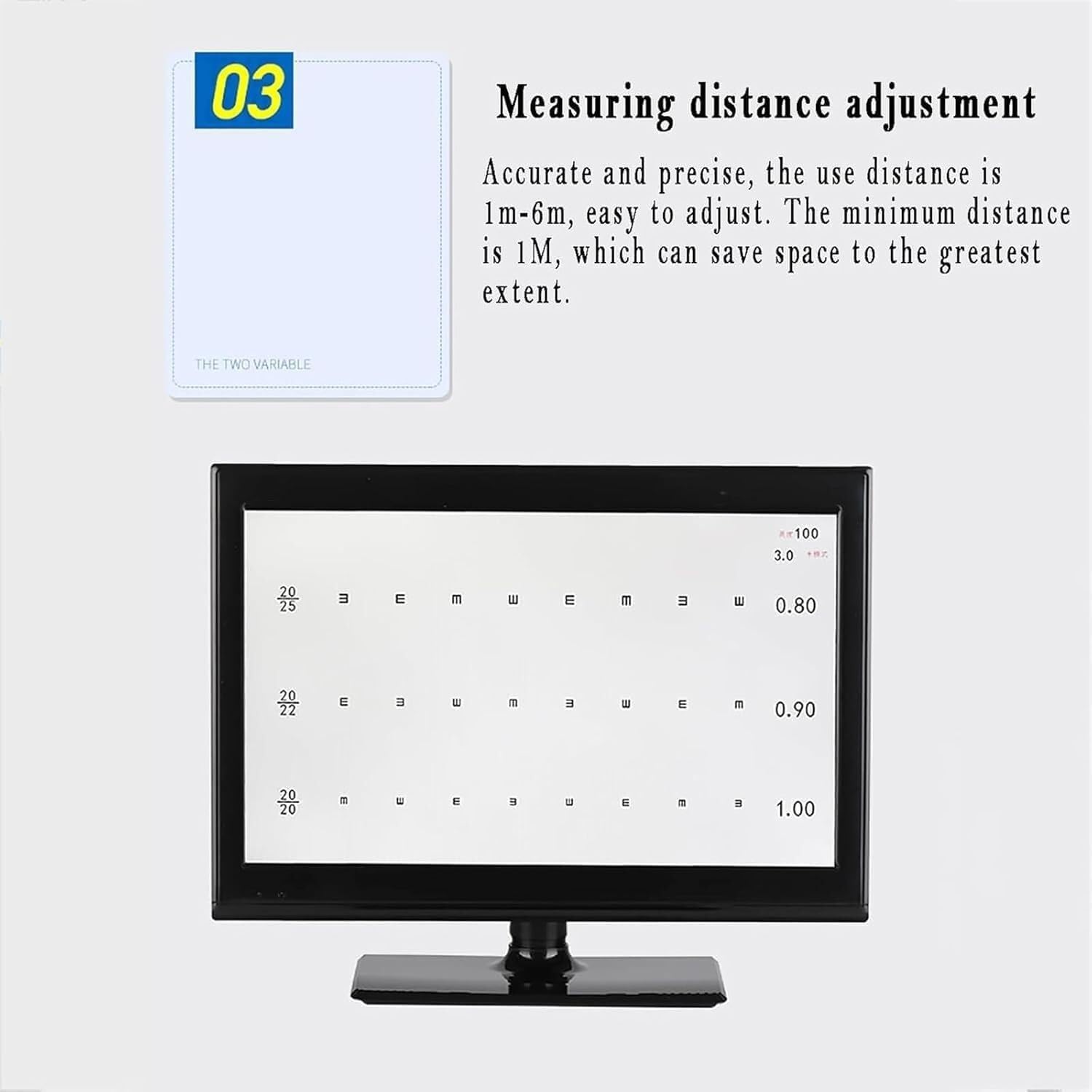Sistema di Test dellacuità visiva Digitale LCD da 21,5 Pollici con Telecomando, Regolabile da 1 a 6 Metri.