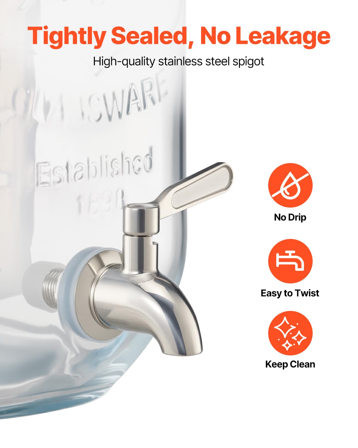 VEVOR Distributore di Bevande, 2 Pezzi da 3,8 L, Contenitore di Succhi in Vetro con Supporto in Legno, Rubinetto in Acciaio Inox, Infusore, Distributore di Tè Freddo, Limonata, per Feste