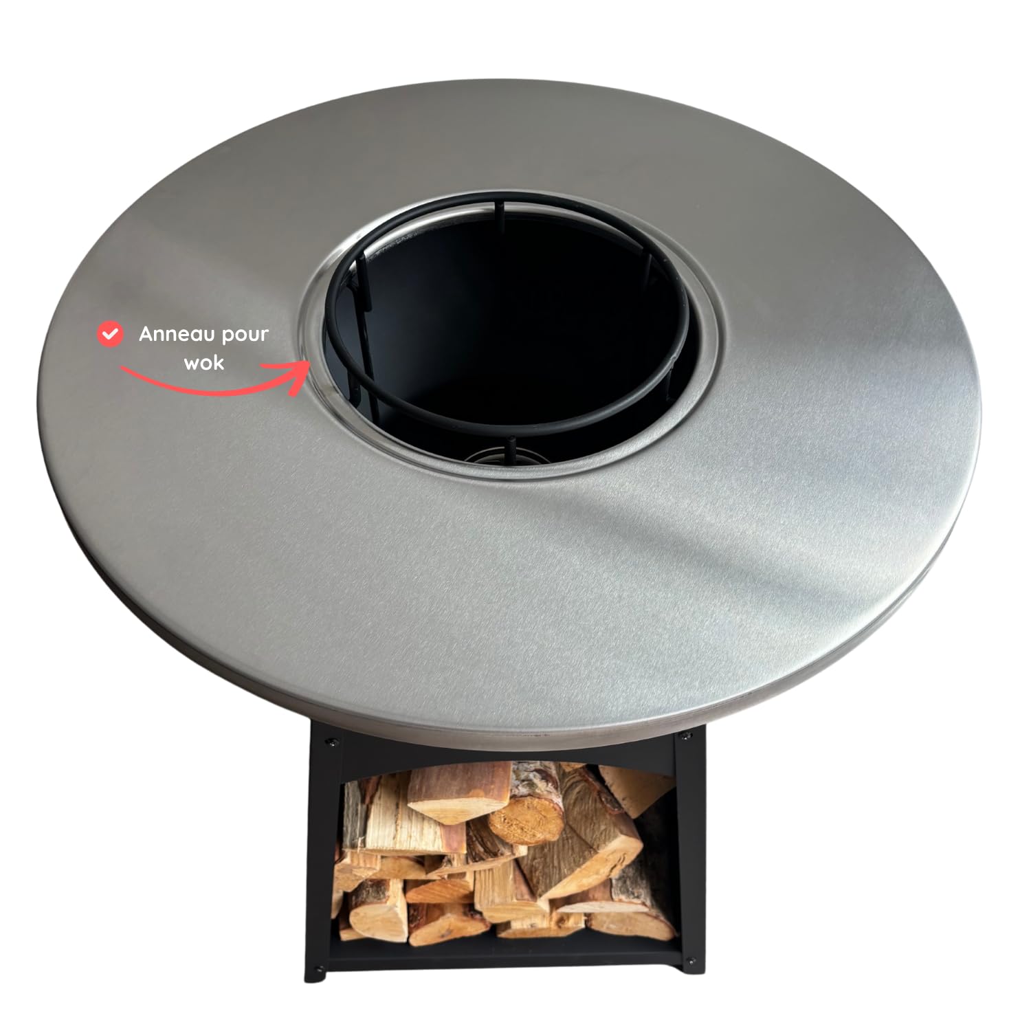Plancha - BBQ - Grill - ASH NOVA XL - Plaque de Brasero - Barbecue Noir - Outdoor - Cheminée de Jardin - Rangement Bois - Aspect Luxe