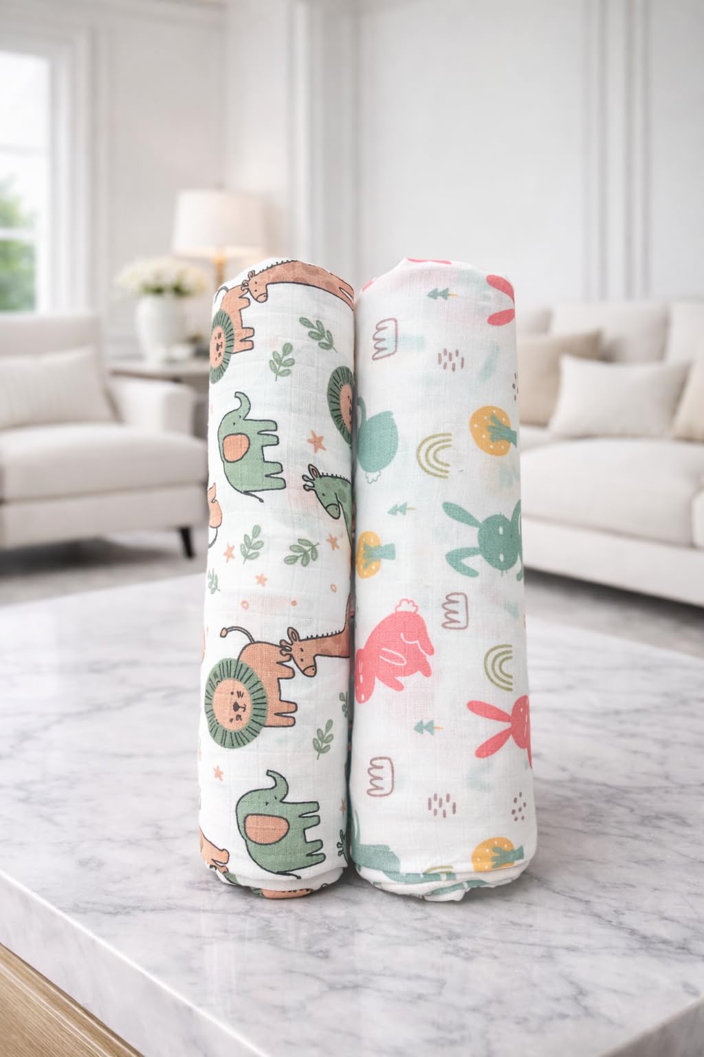 Muslin Cotton Swaddle for Newborns | Ultra Soft Organic Baby Wrap Blanket | Lightweight Breathable Infant Sleeping Sheet | Large Size Babies Cloth for Feeding Nursing (100x100 cm, Pack of 2)-image-38