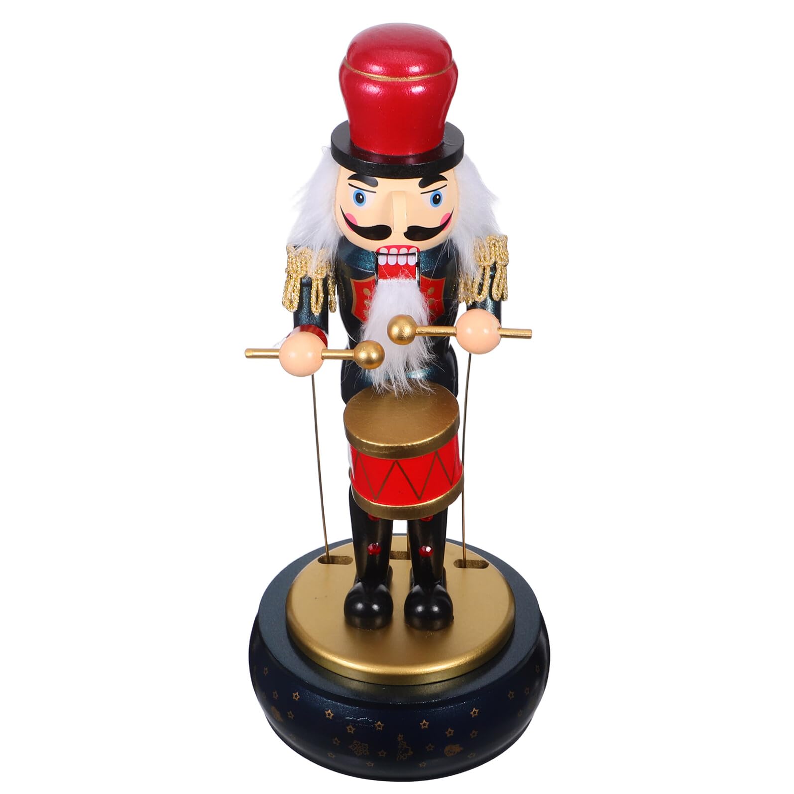 PRETYZOOM Schiaccianoci in Legno con Base Rotonda e Carillon Vento Decorazione Natalizia Musicale per Feste e Casa Figurina Soldatino Tradizionale per Atmosfera Calda e Festiva