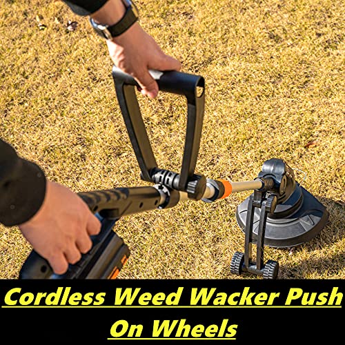 Heywork 20V Cordless Electric Weed Eater On Wheels Battery Powered Lightweight Weed Grass Trimmer/Edger, 8000 RPM 10-in 5.1lb with 2.0Ah Battery and Charger