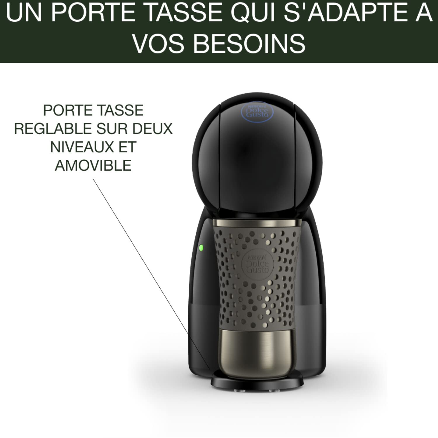 Krups Nescafé Dolce Gusto Machine à café capsules, Pression 15 bars, Cafetière dosettes, Multi-boissons froides ou chaudes, Intuitive, Compact, Mode éco, Piccolo XS Noire YY4202FD