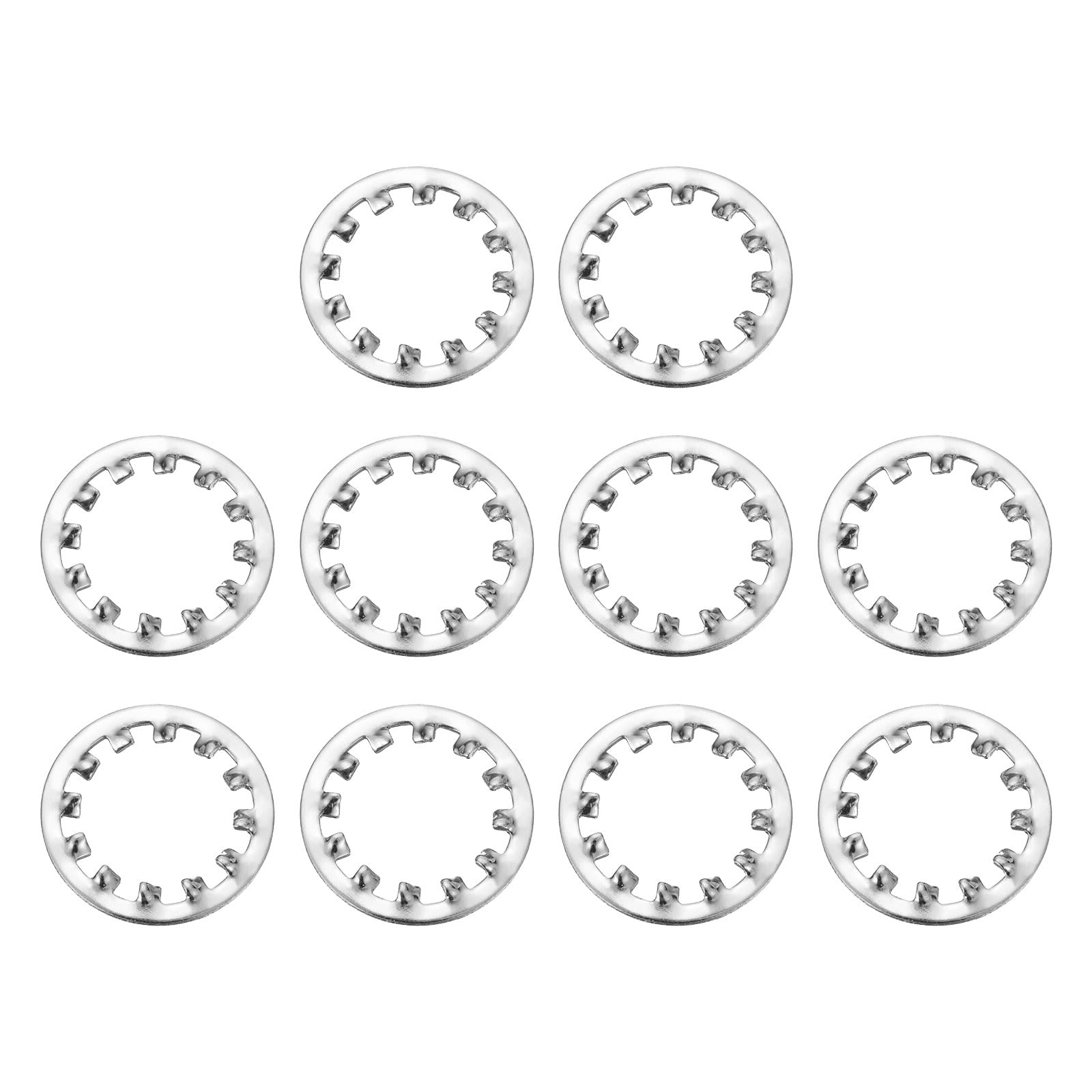 sourcing map 10Pcs 3/4 Internal Tooth Lock Washer, 304 Stainless Steel Multi-Tooth Star Washer Locking Fastener, Silver Tone