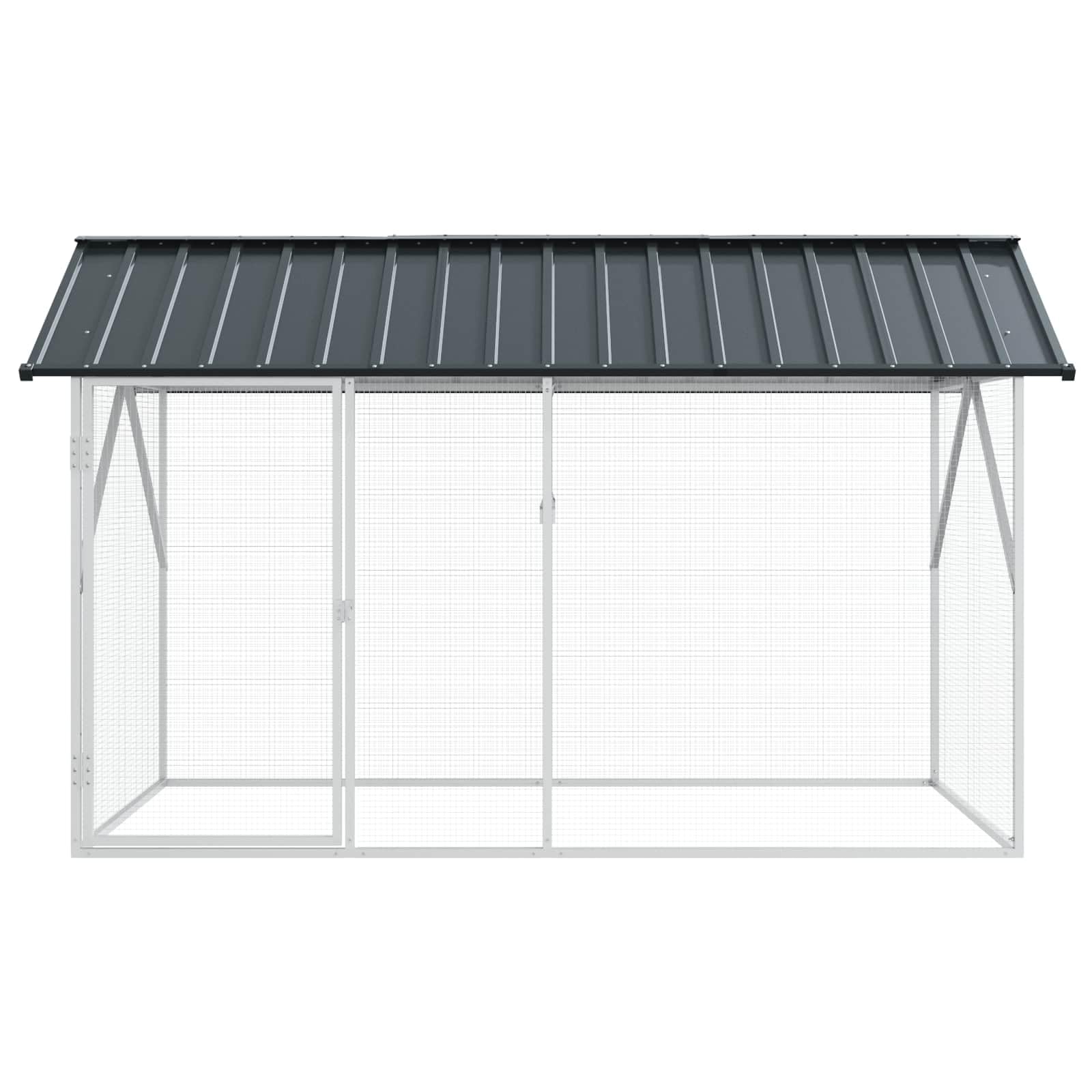 Vogelkäfig Anthrazit Verzinkter Stahl, Garten und Terrasse, modernes, stabiles Vogelhaus, offener Raum für Vögel, rechteckiger Käfig 112 x 227 x 141 cm