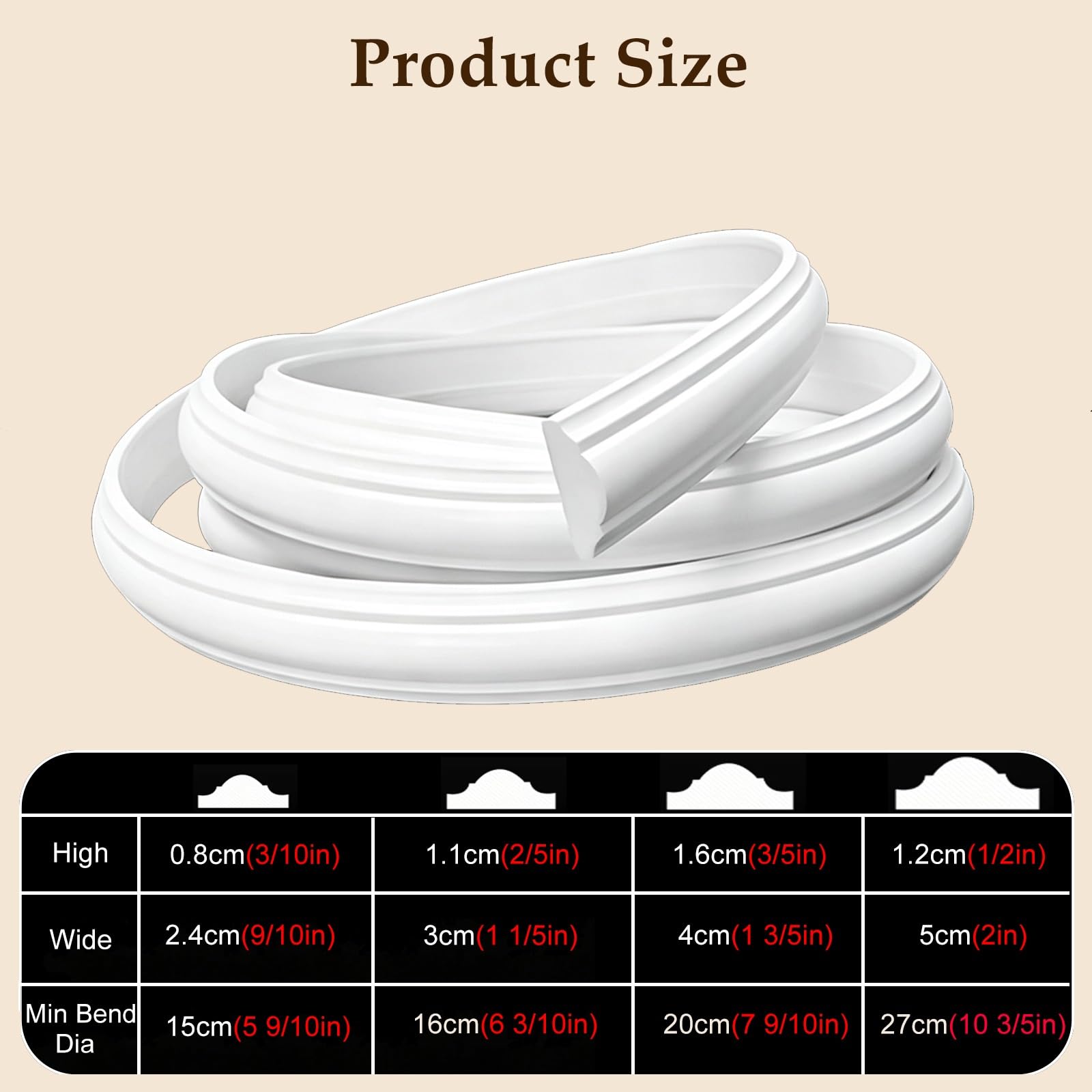 Kit Arco Puerta Molduras Flexibles para De Puertas Arqueadas Y Bordes De Espejos | PVC Resistente Y Flexible (se Puede Retorcer Libremente); Material Resistente Al Agua Y Al Desgarro, Sin Arrugas Y Apto Para