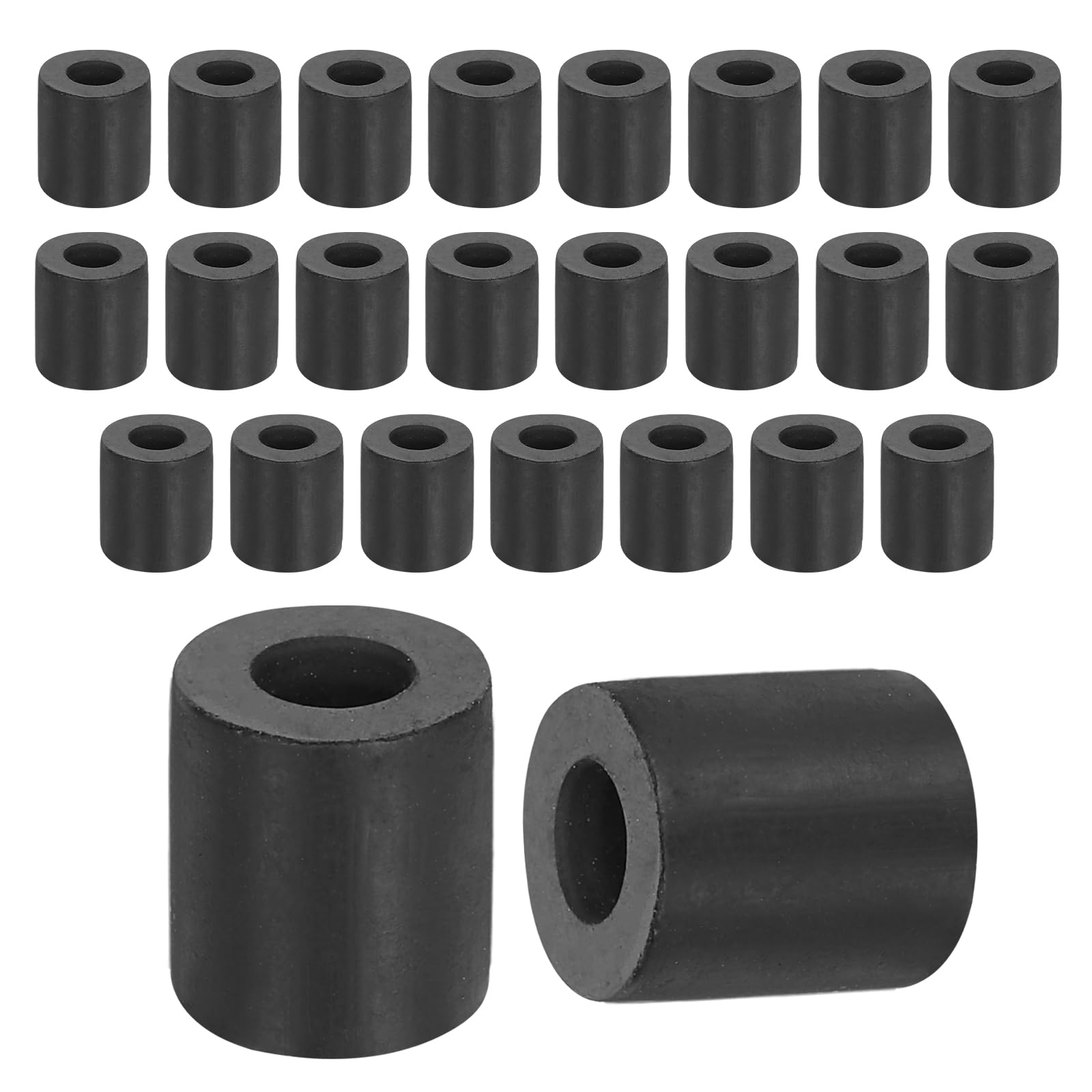 sourcing map 25Pcs Rubber Spacers, 11mm OD, 5mm ID, 11mm Thick Black Round Anti Vibration Rubber Pads Isolation Bushings Washer for Home Cars Boat(0.43"OD x 0.2" ID x 0.43" Thick)