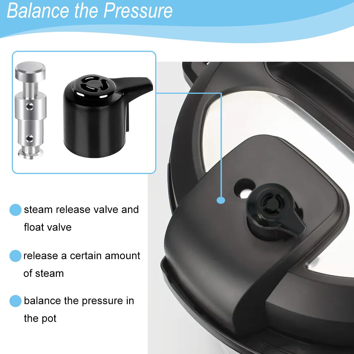 EATBALE Replacement Parts for Instant Pot Duo 3, 5, 6 Quart, Duo Plus 3, 6 Quart (QT), Pot Duo 7-in-1 Multi-Cooker 5.7L, Include Steam Release Handle, Float Valve Accessories Kit (10Pcs