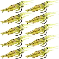 Kit 10 Isca Artificial Camarão Silicone Aromatizada Anzol Pesca