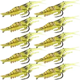 Kit 10 Isca Artificial Camarão Silicone Aromatizada Anzol Pesca