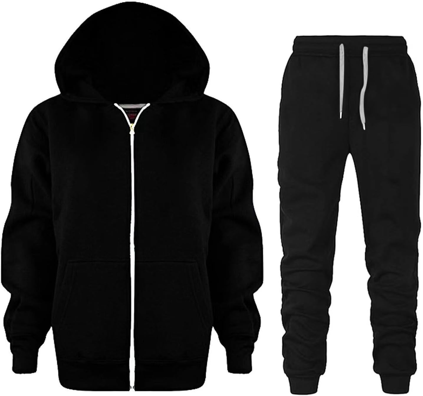 Boys Girls' Jogger Set - 2 Piece Fleece Zip Up Hooded Sweatshirt and Sweatpants Solid Activewear Kids Clothes Set (3-11Y)