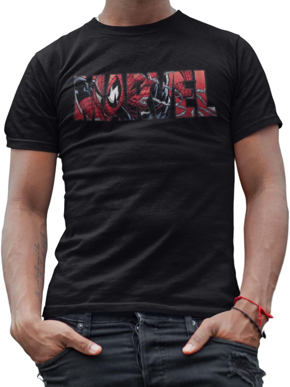 Marvel Avengers Hulk Spider-Man Logo Fill Avengers T-Shirt