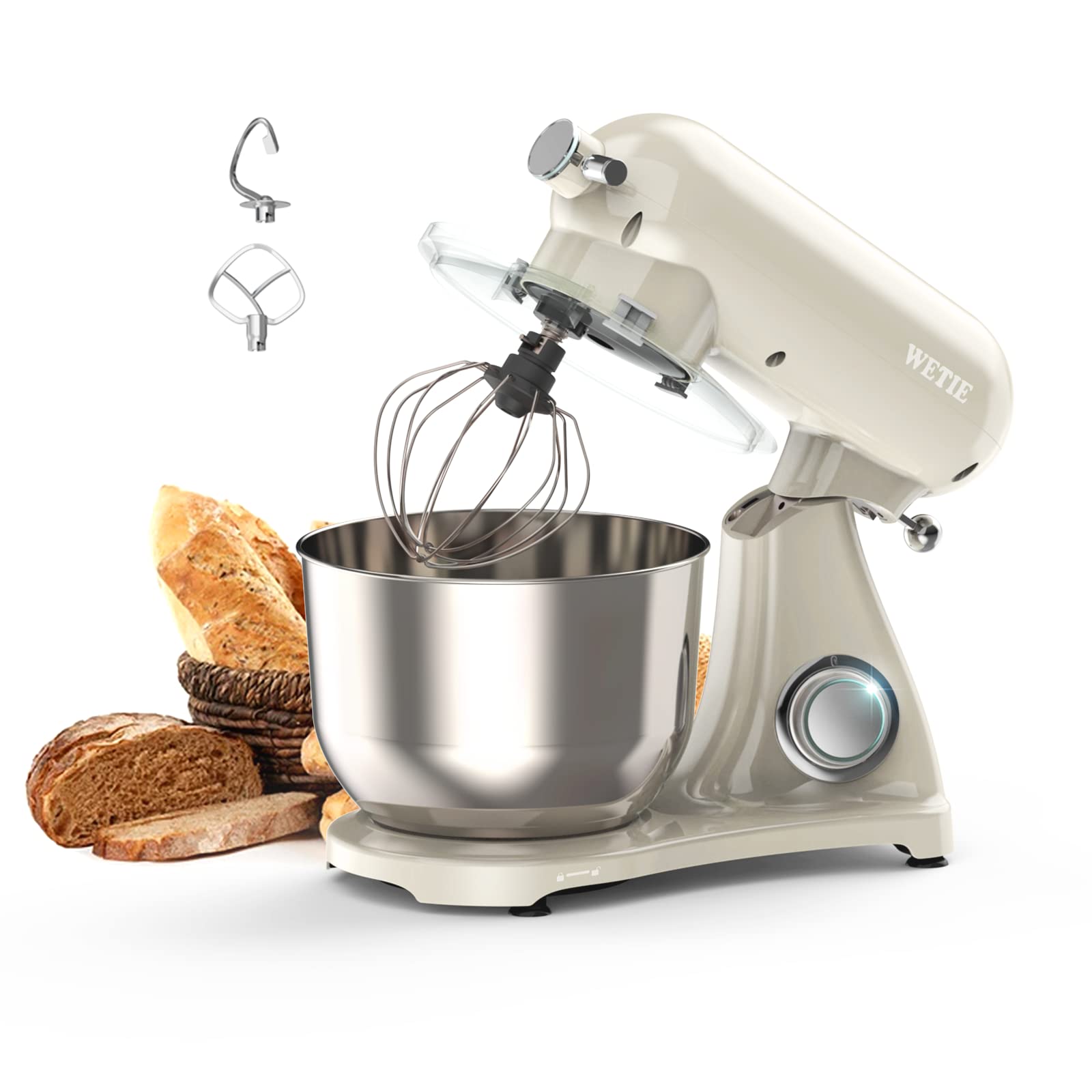 WETIE Household Stand Mixer, 800W Powerful Electric Mixer, 6.35QT Tilt-head Kitchen Stand Up Mixers